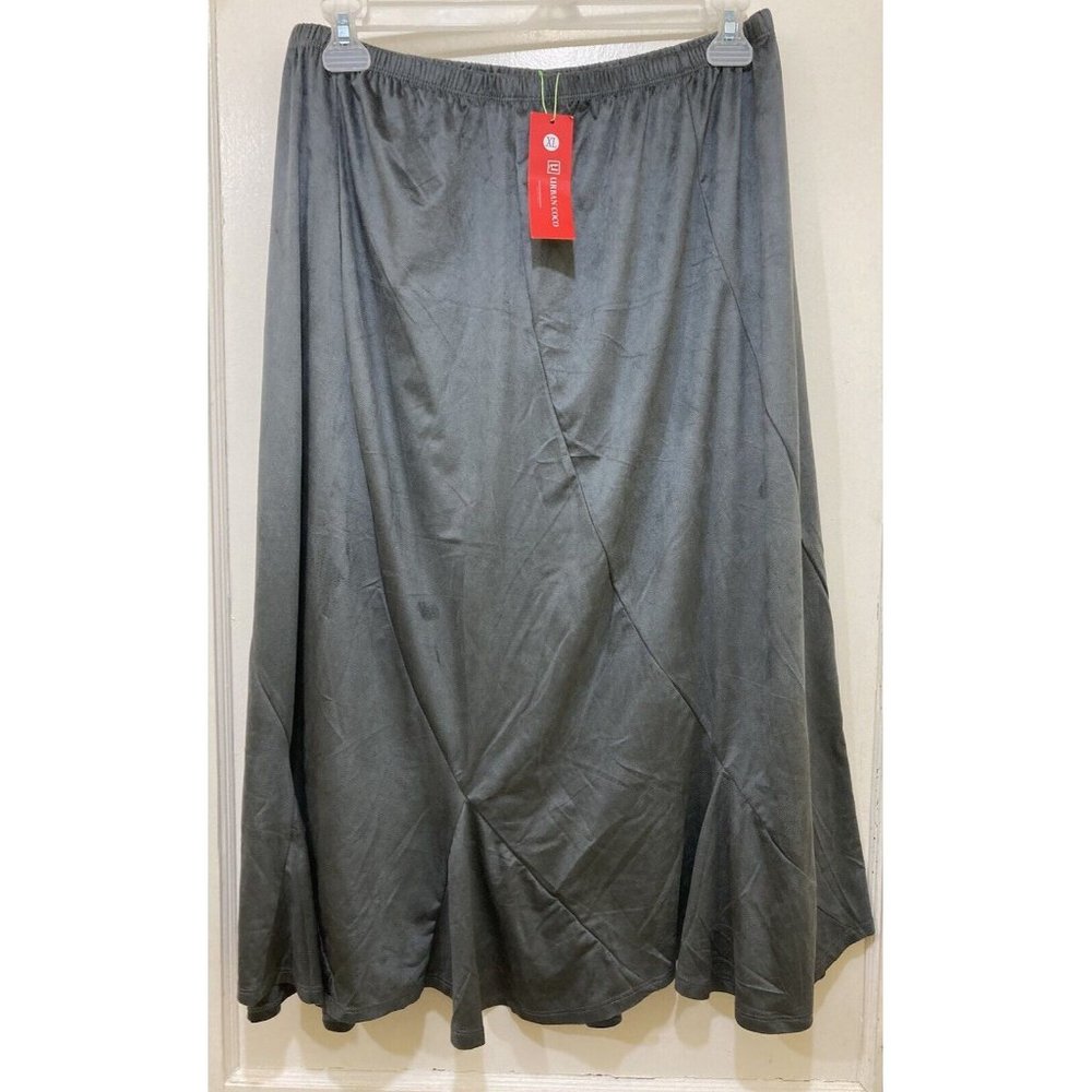 Urban CoCo Maxi Skirt Womens XL Gray‎ Soft Velour Flowy Ruffle Hem NWT